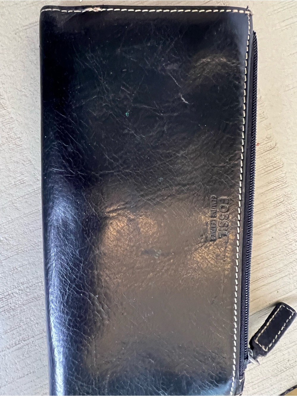 Fossil Black Stitched Leather Wallet - Picture 4 of 4